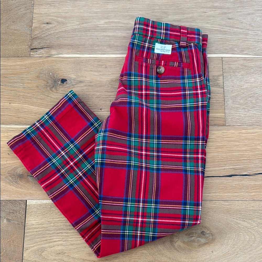 Vineyard Vines Red Plaid Pants Boys Small 8